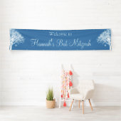 Winter Oak Tree Blue White Bat Mitzvah Banner (Insitu)