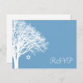 Winter Oak Tree Blue White Bat Mitzvah UAWG Einladungspostkarte (Vorne/Hinten)