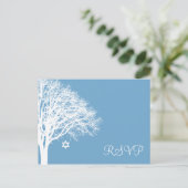 Winter Oak Tree Blue White Bat Mitzvah UAWG Einladungspostkarte (Stehend Vorderseite)