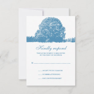 Winter Oak Tree Wedding Response Card RSVP Karte