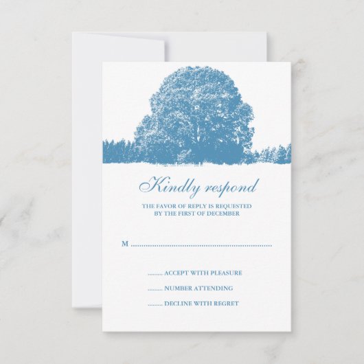 Winter Oak Tree Wedding Response Card RSVP Karte (Vorderseite)