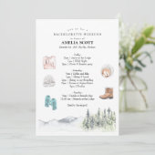 Winter oder Mountain Bachelorette - Itinerary Einladung (Stehend Vorderseite)