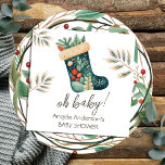 Winter Oh Baby Christmas Strumpf Kinderdusche Serviette<br><div class="desc">Winter Wasserfarbe Hallo Kinderwald Weihnachtsdusche Hütte Thema Babydusche. Ideal für die Wintersaison. Bauen wir etwas Unikales für Ihr Baby Dusche Party! Benutzerdefiniertes,  personalisiertes,  bearbeitbares Download,  Aquarell,  Winter,  Weihnachten,  Strumpf,  Feiertag. Illustration</div>