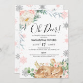 Winter Oh Baby Deer Fawn Babydusche Einladung (Vorne/Hinten)