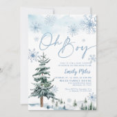 Winter Oh Boy Einladung, Boy Baby Dusche Einladung (Vorderseite)
