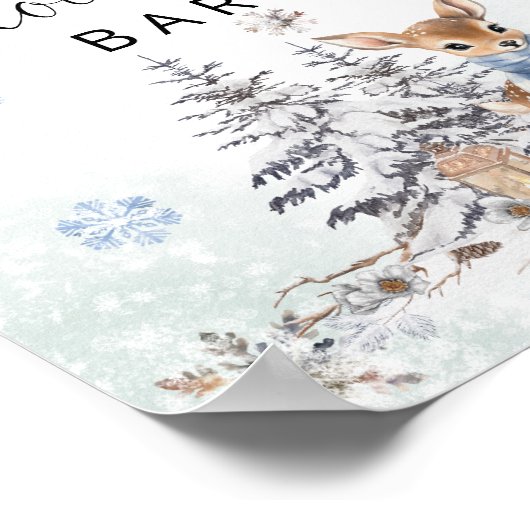 Winter Oh Hirsch wärmen sich an der heißen Schokol Poster (Ecke)