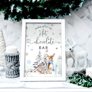 Winter Oh Hirsch wärmen sich an der heißen Schokol Poster