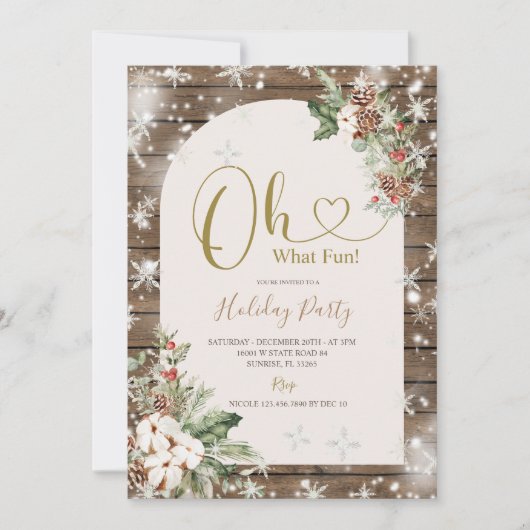 Winter Oh, was Spaß Weihnachten Blumenfest Party Einladung (Vorderseite)