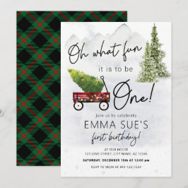 Winter Oh, was Spaß Weihnachtsbaum Erster Geburtst Einladung