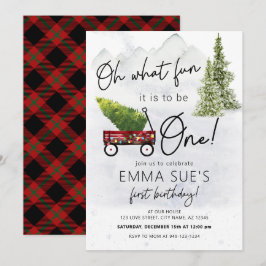 Winter Oh, was Spaß Weihnachtsbaum Erster Geburtst Einladung