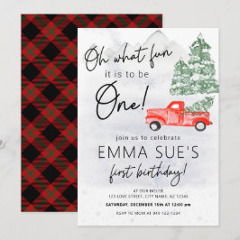 Winter Oh, was Vintager LKW-LKW Erster Geburtstag Einladung