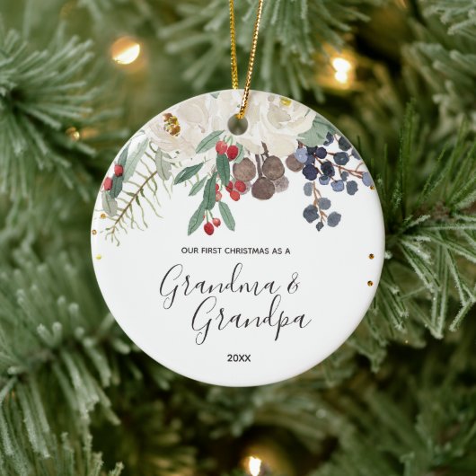 Winter Oma & Opa Erster Weihnachtsgeschmack Keramik Ornament (Baum)