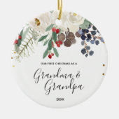 Winter Oma & Opa Erster Weihnachtsgeschmack Keramik Ornament (Vorne)