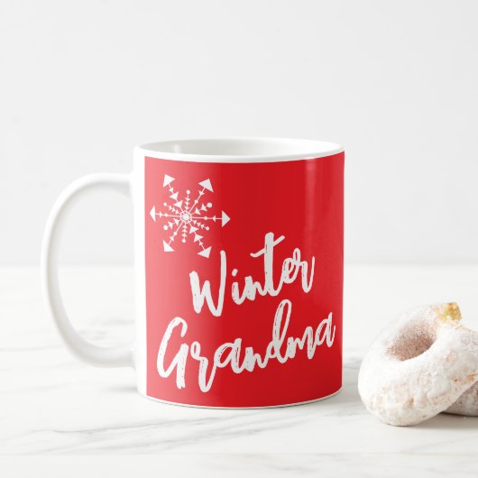 Winter Oma Personalisierter Name Rotes Festival Kaffeetasse (Mit Donut)