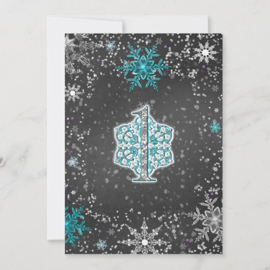 Winter Onderland 1. Geburtstag Party Einladungen (Rückseite)