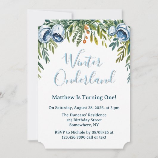 Winter Onderland Boys 1. Geburtstagsfeier Einladung (Vorderseite)