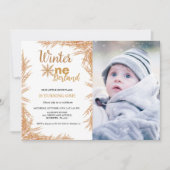 Winter Onderland Erster Geburtstag Einladung (Vorderseite)