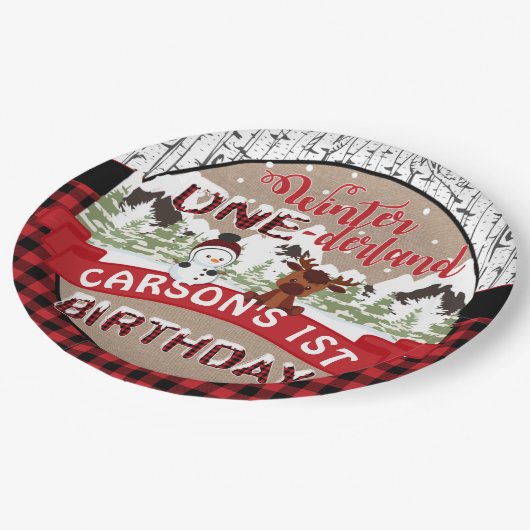 Winter Onderland Geburtstagsparty Paper Plate Pappteller (Schrägansicht)