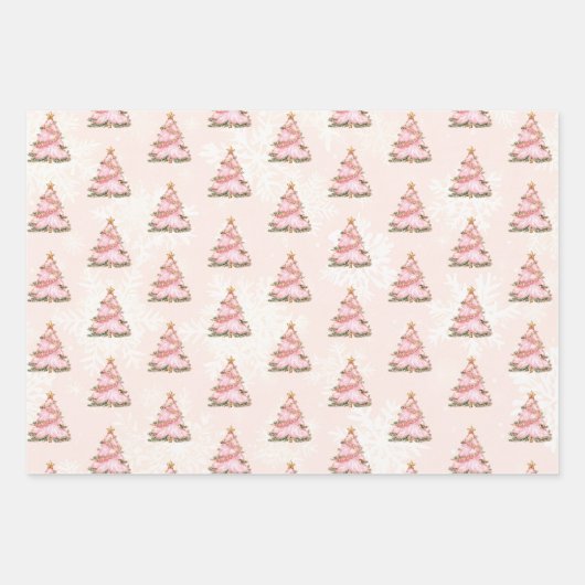 Winter Onderland Girl 1st Birthday Pink Geschenkpapier Set (Vorderseite 3)