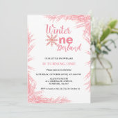 Winter Onderland Girl Erste Geburtstagsparty Einladung (Stehend Vorderseite)