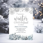 Winter Onderland Silberschneeflocken 1. Geburtstag Einladung