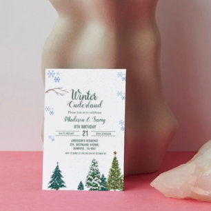 Winter onderland Snowflake Danke Geburtstagskarte Einladung