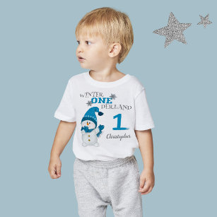 Winter Onderland Snowman Boy zum ersten Geburtstag Baby T-shirt