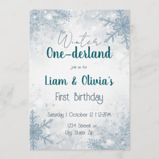 Winter ONE-derland Einladung zum ersten Geburtstag