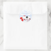Winter One-derland Erster Geburtstag Snowman Mitte Runder Aufkleber (Tasche)
