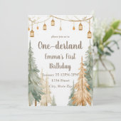 Winter ONE-derland First Birthday Invitation Einladung (Stehend Vorderseite)