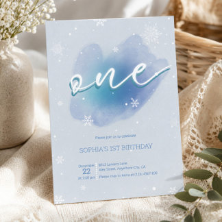 Winter One Frozen 1. Geburtstag Einladung Snowy