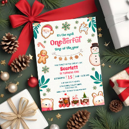 Winter Onederful Gingerbread Cookie 1st Birthday Einladung