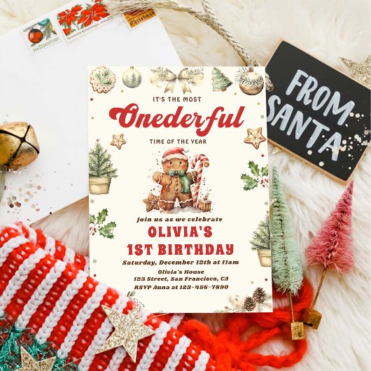 Winter Onederful Grünen Weihnachtskochen Geburtsta Einladung