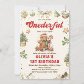 Winter Onederful Grünen Weihnachtskochen Geburtsta Einladung (Vorderseite)