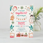 Winter Onederful Lebkuchen 1. Geburtstag Einladung (Stehend Vorderseite)