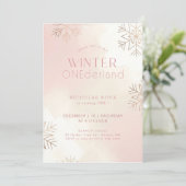 Winter ONEderful Watercolor Girl First Birthday Einladung (Stehend Vorderseite)