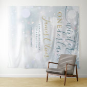 Winter Onederland 1. Geburtstag Blau und Gold Wandteppich (Beispiel (Horizontal))
