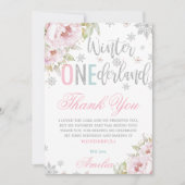 Winter ONEderland 1. Geburtstag Blumenschnee Dankeskarte (Vorderseite)