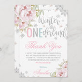 Winter ONEderland 1. Geburtstag Blumenschnee Dankeskarte (Vorne/Hinten)