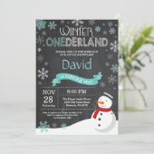 Winter Onederland 1. Geburtstag Einladung (Stehend Vorderseite)