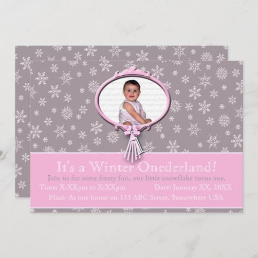 Winter Onederland 1. Geburtstag Einladung (Vorne/Hinten)