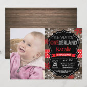 Winter Onederland 1. Geburtstag Einladung (Vorne/Hinten)