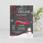 Winter Onederland 1. Geburtstag Einladung (Stehend Vorderseite)
