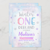 Winter ONEderland 1. Geburtstag Einladung (Vorne/Hinten)
