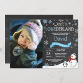 Winter Onederland 1. Geburtstag Einladung (Vorne/Hinten)