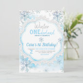 Winter ONEderland 1. Geburtstag Einladung (Stehend Vorderseite)