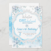 Winter ONEderland 1. Geburtstag Einladung (Vorne/Hinten)