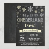 Winter Onederland 1. Geburtstag Einladung (Vorne/Hinten)