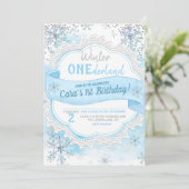 Winter ONEderland 1. Geburtstag Einladung (Stehend Vorderseite)
