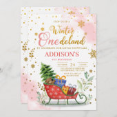 Winter Onederland 1. Geburtstag Einladung (Vorne/Hinten)